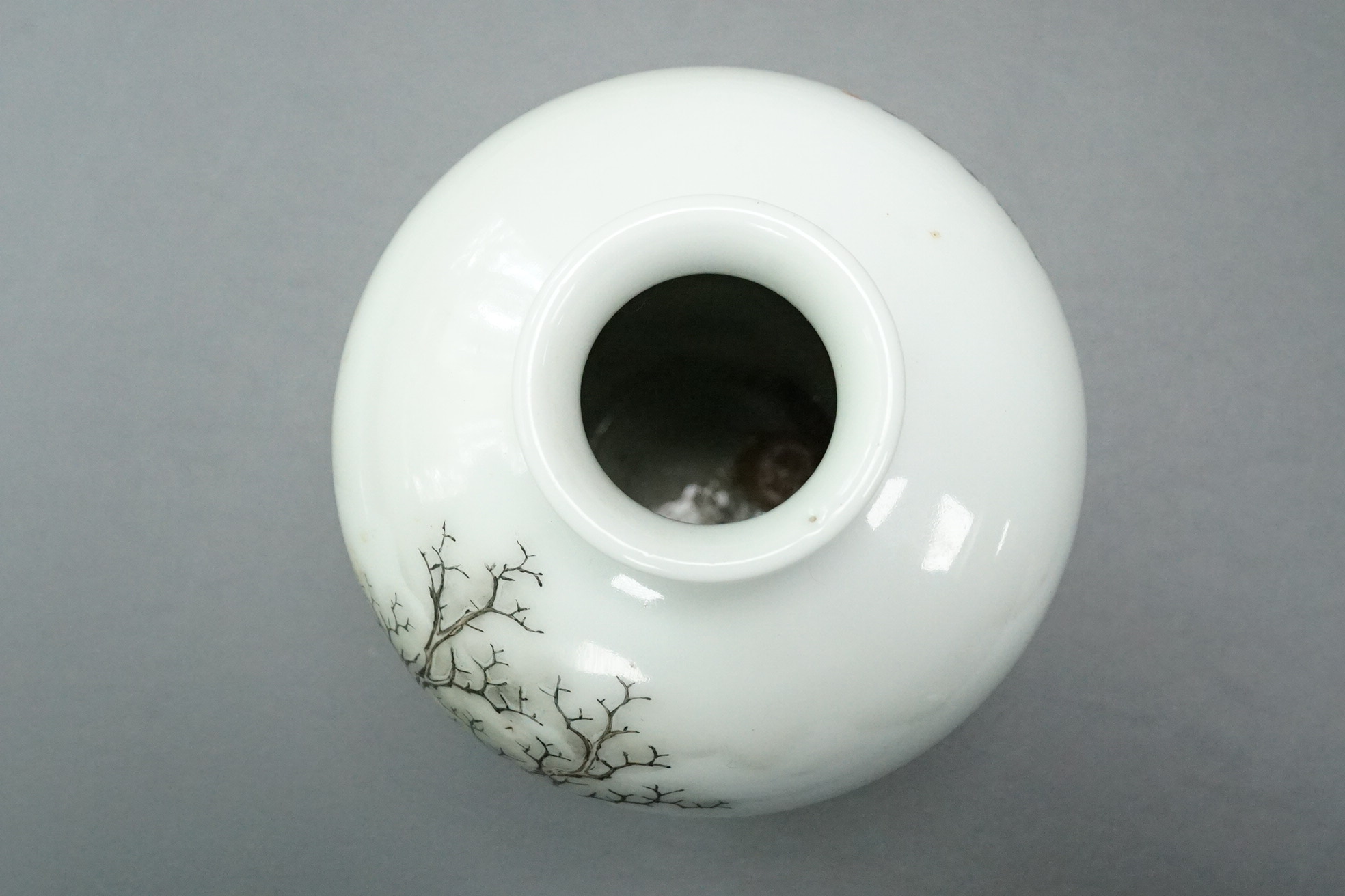 A Chinese inscribed enamelled porcelain ‘Winter landscape’ vase, Qianlong four character mark but Republic period